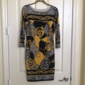 Vintage Cache stretch rococo print dress
